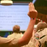 Scouts reciting the oath